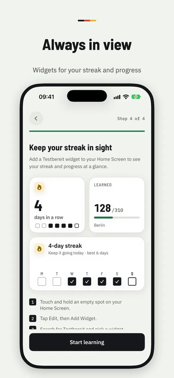 Always in view: widgets for your streak and progress